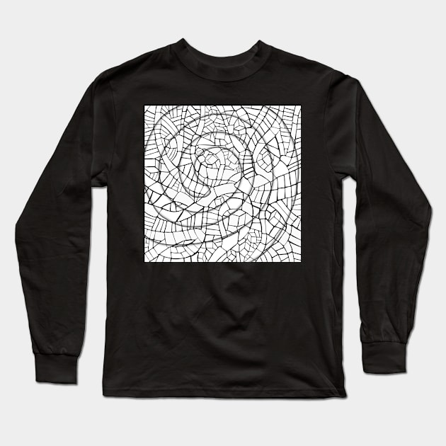 Black and White Puzzling Swirl Long Sleeve T-Shirt by cherdoodles